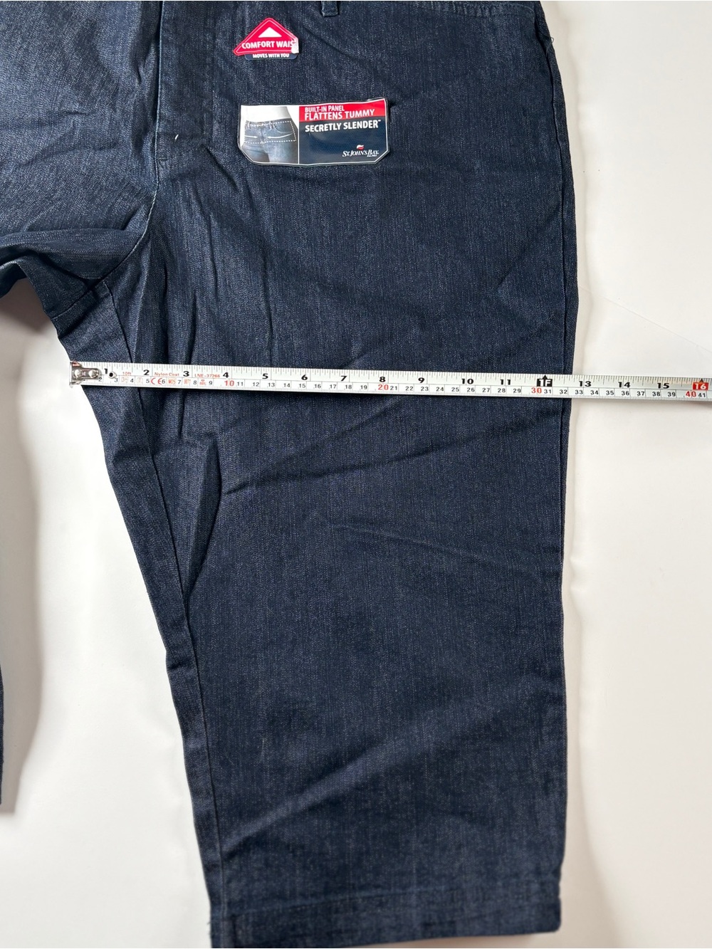 St John’s Bay Secretly Slender Denim Shorts 16P Dark Wash Tummy Control Comfort - Picture 9 of 12